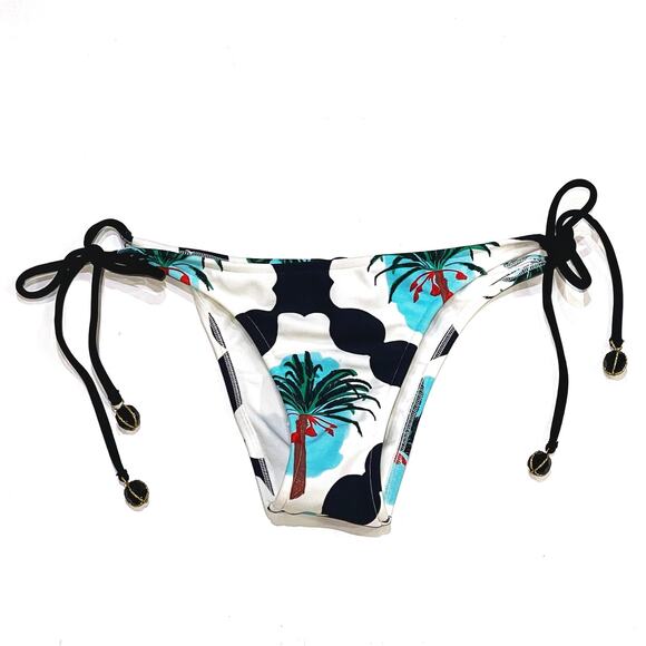 NEW Salinas M Bikini Bottom Tamara Side Tie PalmTrees Graphic Cheeky Swimwear - Picture 1 of 7